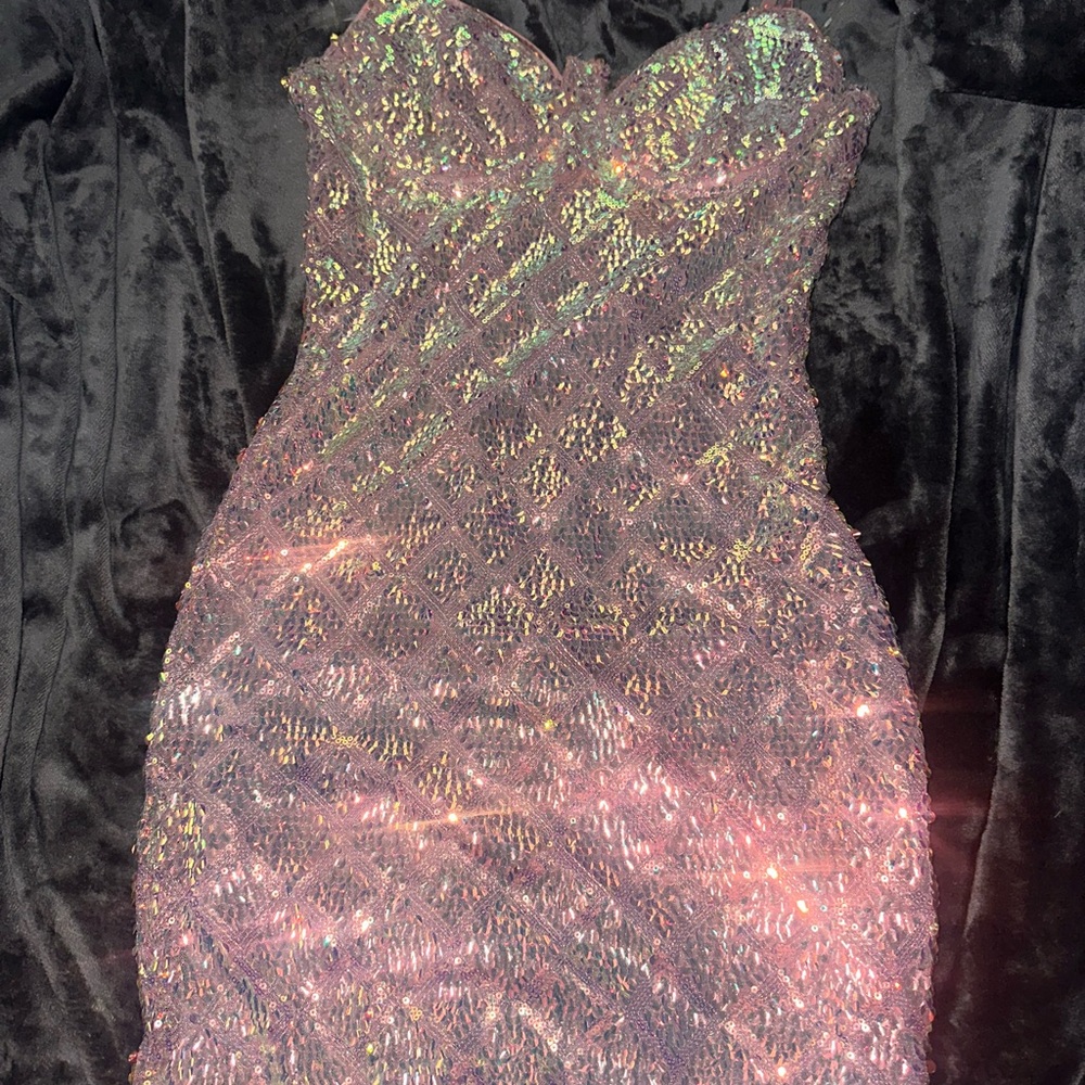 Iridescent Sequin Strapless Dress